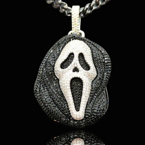 24" x 5mm Black Gun Finish Cuban Chain - Ghost Mask Pendant. - Picture 1 of 9